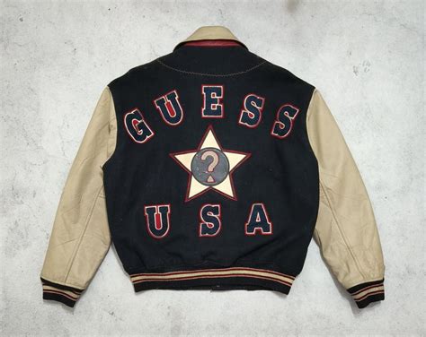 Vintage Vintage Guess Usa Retro Letterman Jacket Leather Sleeves Grailed