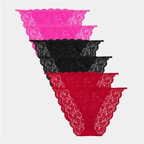 Smart Sexy Women Signature Lace String Panty Pack Pink Pink Black Black Red Red Bikini