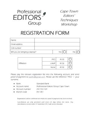 Fillable Online Editors Org Editors Techniques Workshop Registration