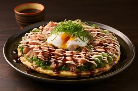 Premium Photo Delicious Japanese Traditional Pizza Okonomiyaki