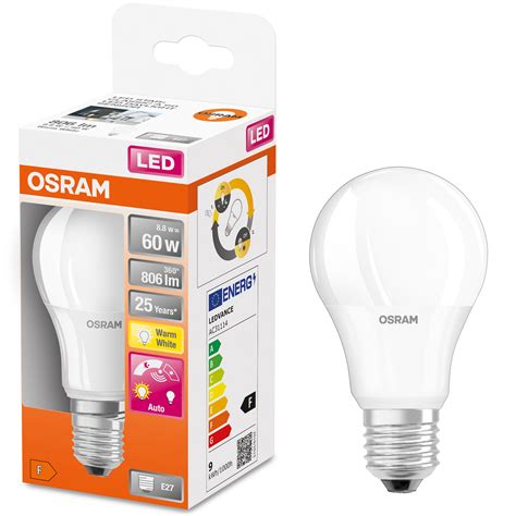 Крушка Led Osram Led Star A60 Светлинен сензор E27 9w60w 806 лумена Топла светлина