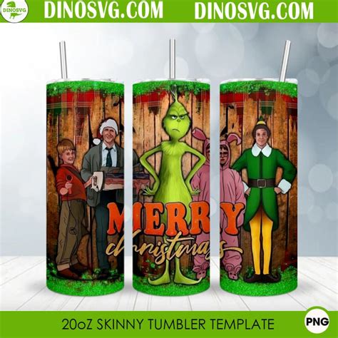 Merry Christmas 20oz Tumbler Wrap Sublimation Grinch Straight Tumbler