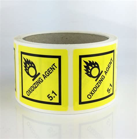 Class 51 Labels Oxidizing Agent Rolls 50mm X 50mm Hibiscus Plc