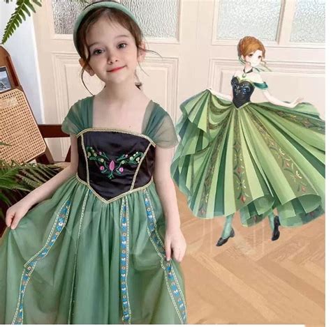 Green Frozen Princess Anna Dress Costume Dress Up Costume