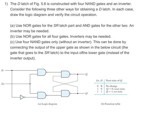 Solved 1 The D Latch Of Fig 5 6 Is Constructed With Four Chegg