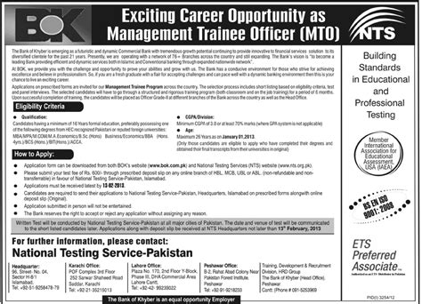 Management Trainee Officer Jobs In Bank Of Khyber