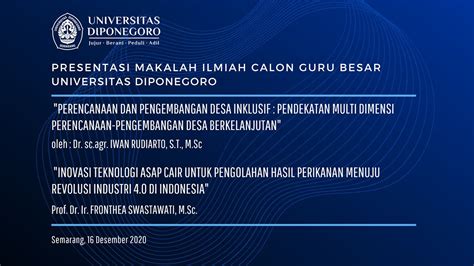 Presentasi Makalah Ilmiah Calon Guru Besar Undip Youtube