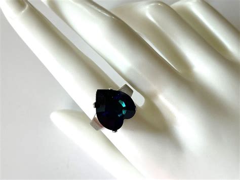 Elegant Bermuda Blue Crystal Ring Crystal Ring Blue Crystal Heart