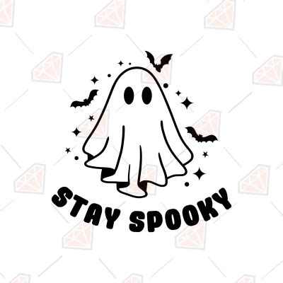 Stay Spooky Svg With Ghost And Bats Silhouette Premiumsvg