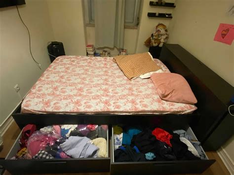 Cama De Casal Gavetas Colch O Cabeceira Prateleiras