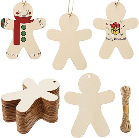 Amazon Pcs Wooden Gingerbread Man Ornaments Unfinished Wood