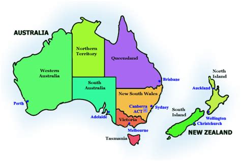 New Zealand And Australia Map - ToursMaps.com