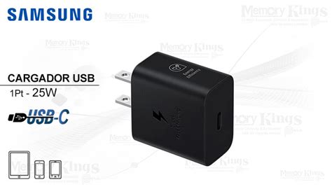 Cargador De Pared 1pt Usb C Samsung 25w Memory Kings Lo Mejor En