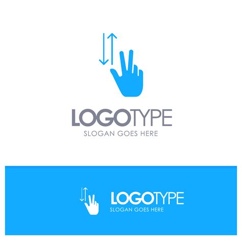 Finger Gestures Two Up Down Blue Solid Logo With Place For Tagline