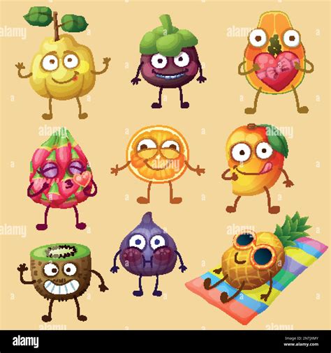 Funny Fruit Character Isolated On White Background Stock Vector Image