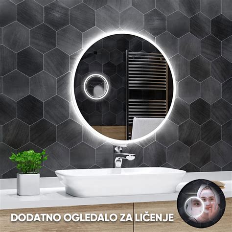 LED okroglo ogledalo DELHI MAKEUP TOUCH Ø80 120cm Stikalo na dotik