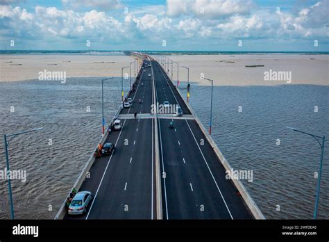 Aerial View Of Padma Bridge Over The Padma River Mawa Munsiganj