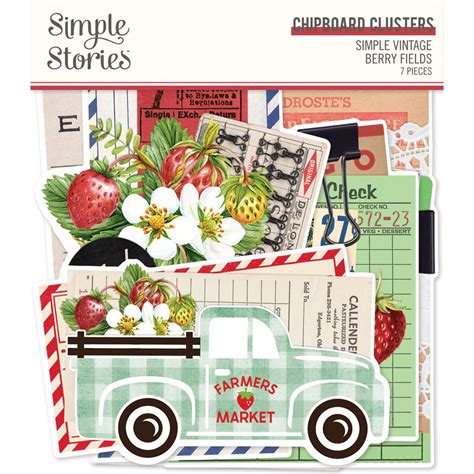 Simple Vintage Berry Fields Chipboard Clusters Craftlines B V