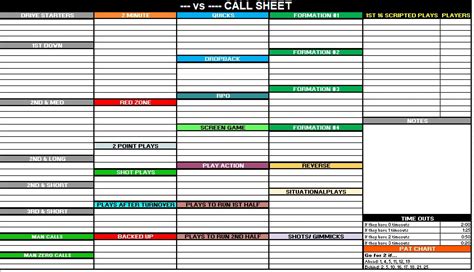 Offensive Play Call Sheet Etsy