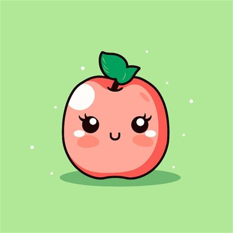 Premium Vector Cute Kawaii Apple Chibi Mascot Vector Cartoon Style