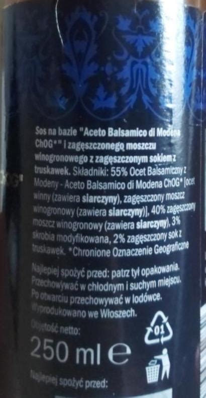 Sos Balsamiczny O Smaku Truskawkowym Italiamo Kalorie Kj I Warto Ci