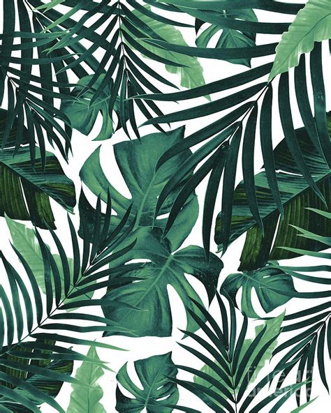 Tropical Jungle Leaves Pattern 1 Tropical Decor Art Mixed Media By A10