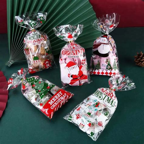 Bolsas De Regalo De Navidad De 50 Piezas Bolsas De Celof N De Pap Noel