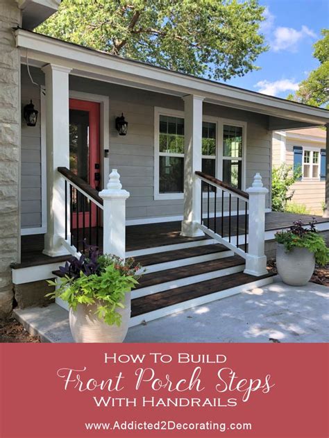 My Finished Front Porch Steps And Railings | Front porch steps, Front ...