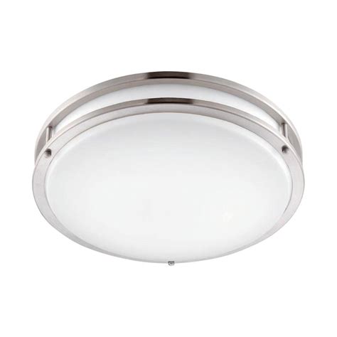 Envirolite 14 In Brushed Nickelwhite Led Ceiling Low Profile Flush