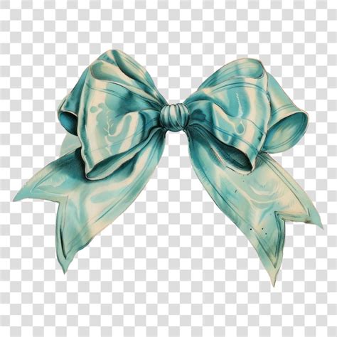 Premium PSD | Elegant teal ribbon bow illustration