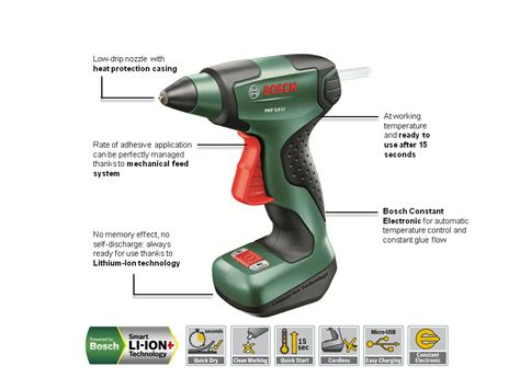 Bosch PKP 3 6 LI Cordless Glue Gun With Integrated 3 6 V Lithium Ion