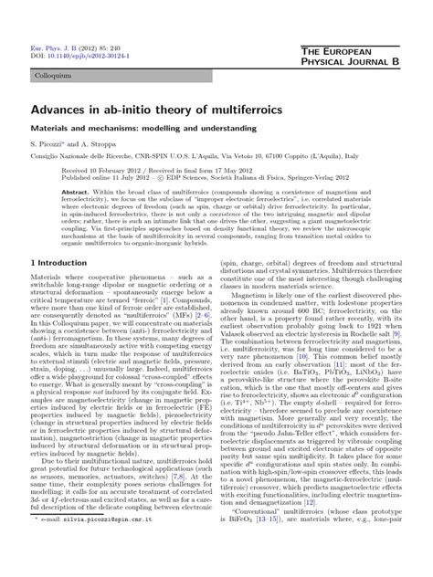 Multiferroics_Review | Ferroelectricity | Density Functional Theory