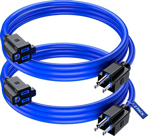 Maximm Extension Cord 3 Ft, 2 Pack Blue Power Cords Indoor 16 Gauge ...