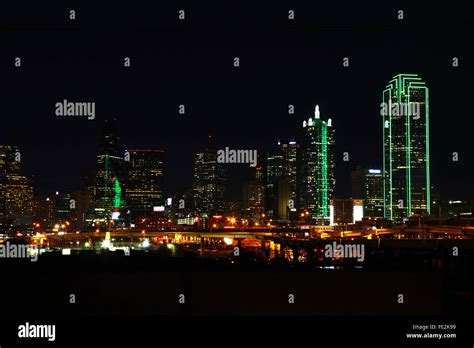 The Dallas, Texas skyline at night Stock Photo - Alamy