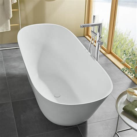 Villeroy Boch Theano Curved Freistehende Oval Badewanne Stone White