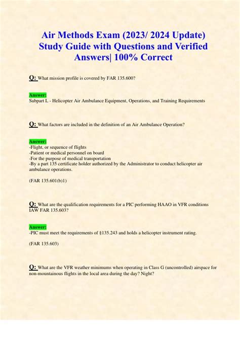 Air Methods Critical Care/Air Methods Exams (Latest 2023/ 2024 Updates