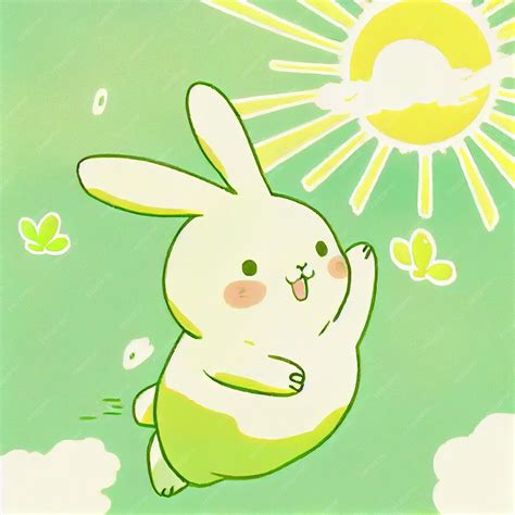 Premium AI Image | Cartoon bunny flying through the air with a sun in the background generative ai