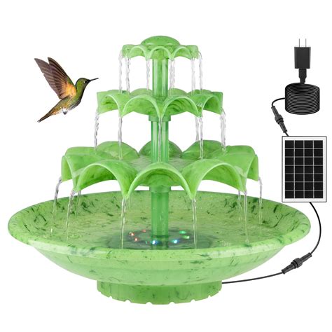 Mademax 3 Tier Diy Solar Fountain With 24 Hours Working And Lights