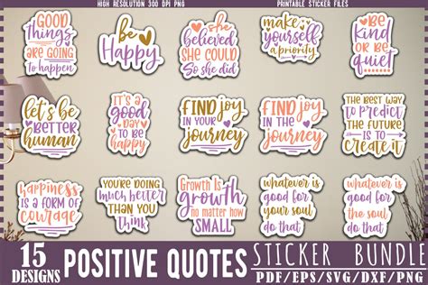 Positive Quotes Sticker Bundle Graphic by creativekhadiza124 · Creative ...