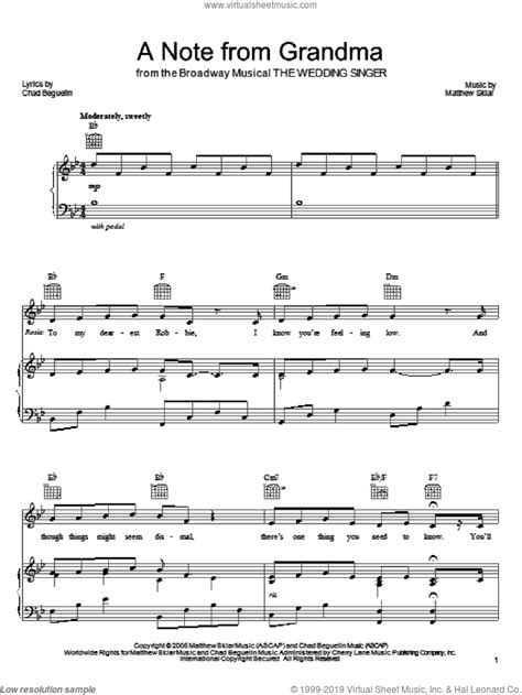 A Note From Grandma Sheet Music For Voice Piano Or Guitar Pdf