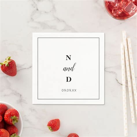 Simple Elegant Modern Monogram Minimalist Wedding Napkins Simple