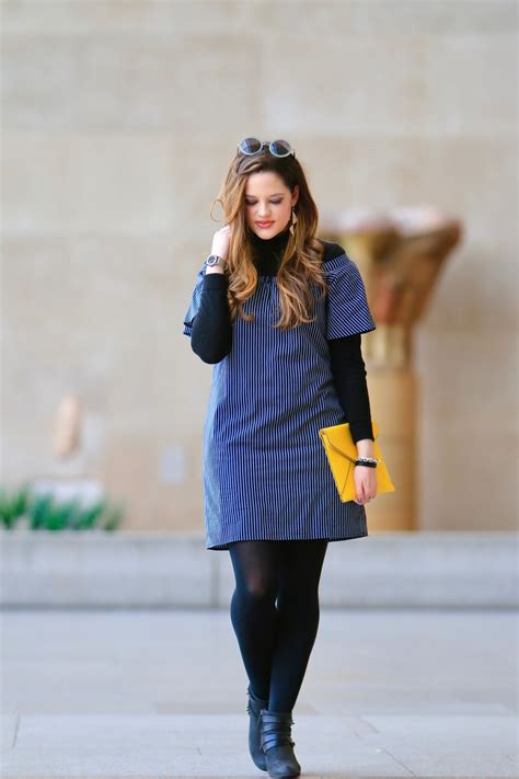 Kathleen's Fashion Fix: Get Creative // off-the-shoulder dress + tights ...