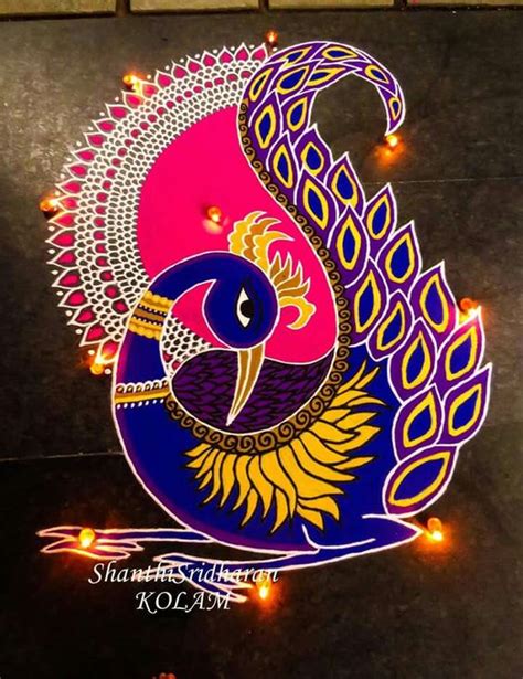 admirable peacock rangoli designs     wedandbeyond