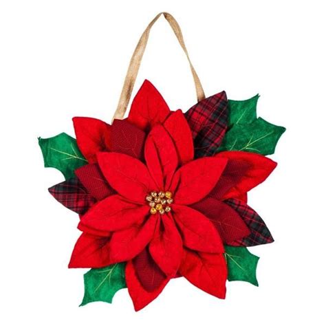 Poinsettia Burlap Door Hanger Door Decorations Christmas Door