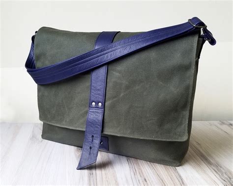 Waxed Canvas Messenger Bag for Men or Women Minimalist | Etsy