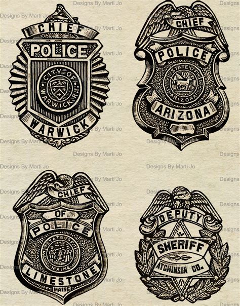 Printable Vintage Police Badges Vintage Police Clipart Etsy