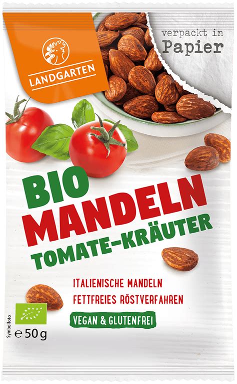 Bio Mandeln Tomate Kräuter Landgarten at Bio Snacks seit 1989