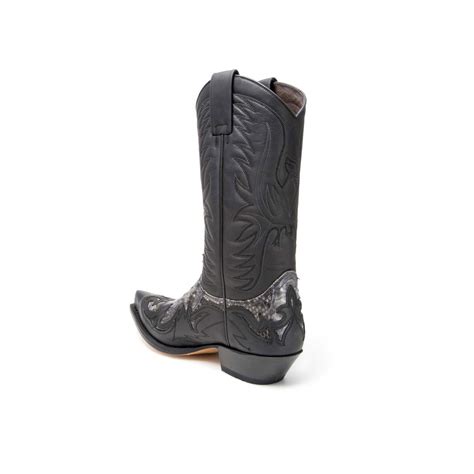 Botas Sendra 3241 Cuervo Western Para Hombre En Cuero Negro Y Piel De