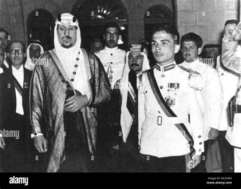 King Hussein of Jordan with King Saud bin Abdul Aziz of Saudi Arabia in ...