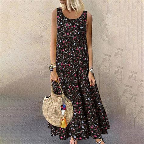 Dadaria Cotton Womens Maxi Dress Clothing Black Plus Size Sleeveless Slip Dresses Long Ethnic